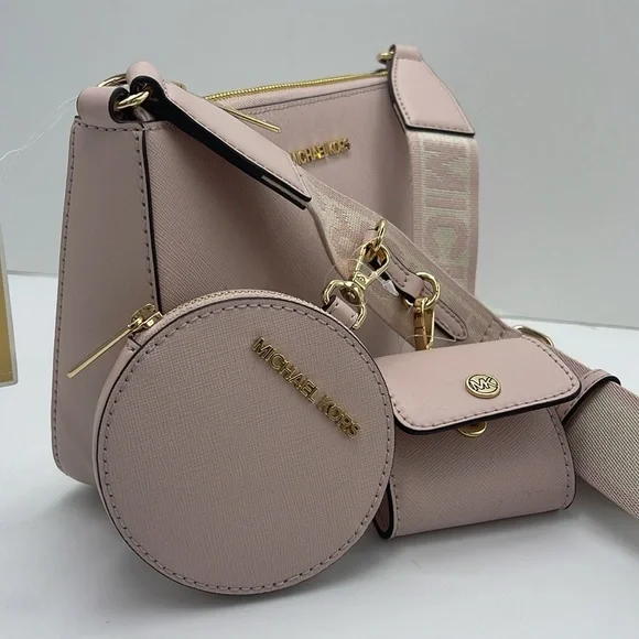 MICHAEL KORS Jet Set Saffiano Leather Crossbody Bag with Case for Apple AirPods - Picture 14 of 16